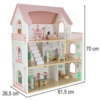 Domek dla lalek drewniany LULILO Peonio 70cm LED róż-838311