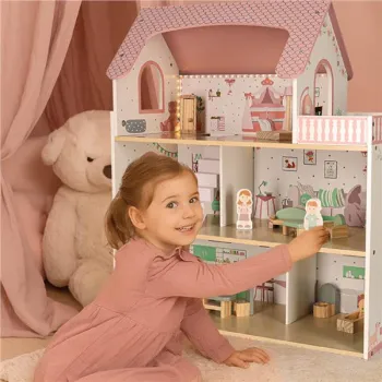 Domek dla lalek drewniany LULILO Peonio 70cm LED róż-838310