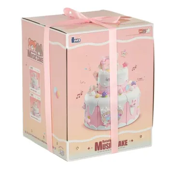 Tort urodzinowy piętrowy do krojenia na rzepy muzyka światła kuchnia 16 elementów różowy-838245