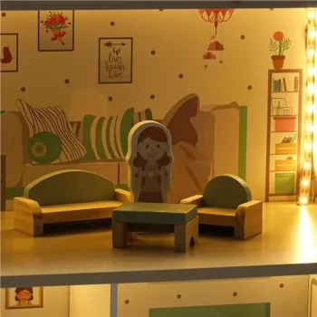 Domek dla lalek drewniany LULILO Peonio 70cm LED róż-838307