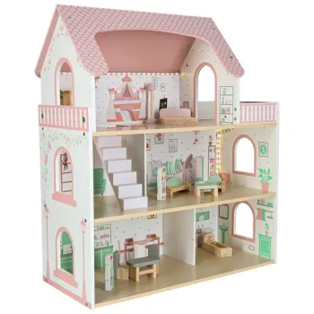 Domek dla lalek drewniany LULILO Peonio 70cm LED róż-838298