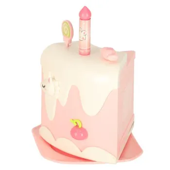 Tort urodzinowy piętrowy do krojenia na rzepy muzyka światła kuchnia 16 elementów różowy-838234