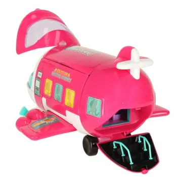 Samolot dla lalek pasażerski 2w1 rozkładany akcesoria różowy-838116