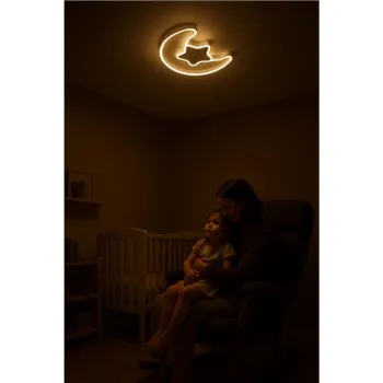 Lampa LED sufitowa plafon do pokoju dziecięcego ściemniana + pilot księżyc biała-839881