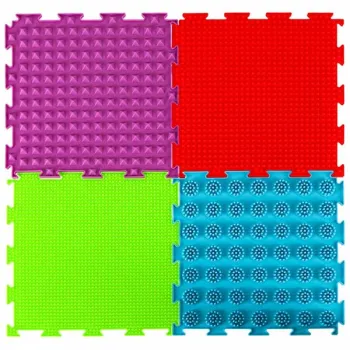 Mata sensoryczna puzzle montessori do masażu stóp 8 elementów kolorowe-839800