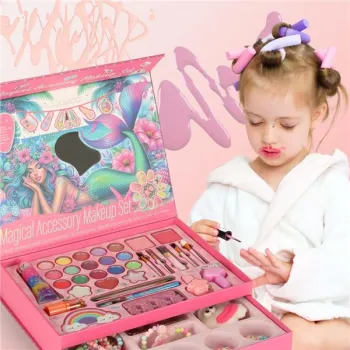 Kuferek zestaw kosmetyków do makijażu i paznokci makeup kosmetyki cienie lakiery szuflady syrenka-840054
