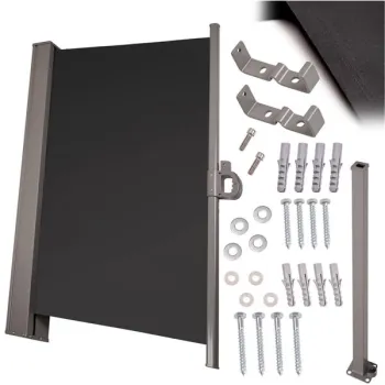 Markiza boczna tarasowa LUARO parawan zwijany 180 x 400 cm szary-840458