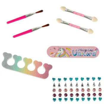 Kuferek zestaw kosmetyków do makijażu i paznokci makeup kosmetyki cienie lakiery szuflady jednorożec-840086