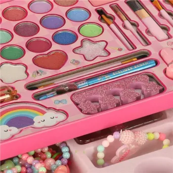 Kuferek zestaw kosmetyków do makijażu i paznokci makeup kosmetyki cienie lakiery szuflady syrenka-840044