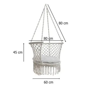 Huśtawka ogrodowa bocianie gniazdo z oparciem ogrodowa szare 80 cm 150 kg-841145
