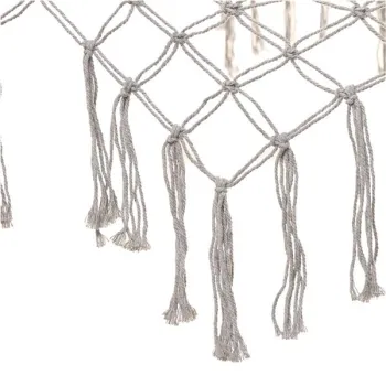 Hamak ogrodowy boho siatka frędzle leżak wiszący makrama 200cm Szary-841160