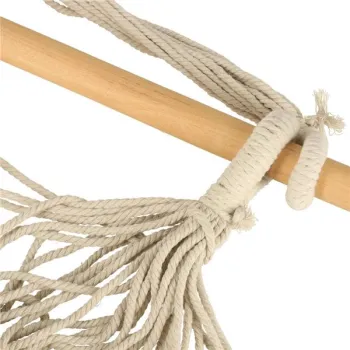 Krzesło brazylijskie z podnóżkiem leżak wiszący huśtawka 130cm beż-841134