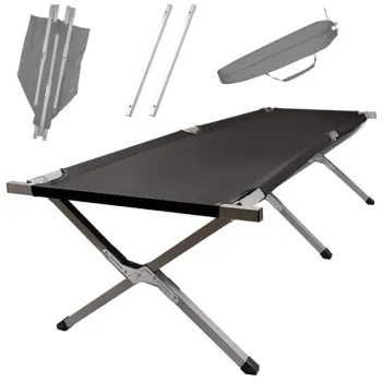 Łóżko polowe LUARO składane turystyczne kanadyjka XXL czarne 150kg-841278