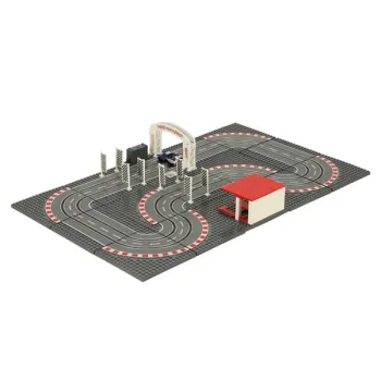Tor wyścigowy samochodowy elektryczny policyjny 2 auta autka kontrolery zakręty klocki konstrukcyjne GD-02-842438