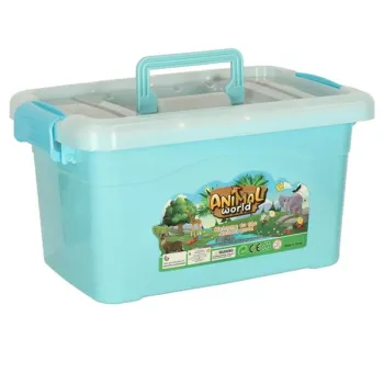 Figurki zwierząt zwierzęta zoo safari farma akcesoria skrzynka 59 el.
