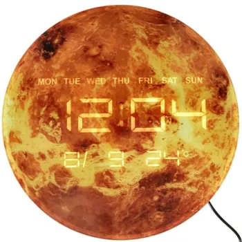 Zegar ścienny planeta mars z wyświetlaczem LED 32 cm pomarańczowy-842688