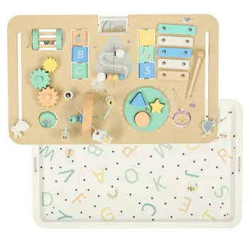 Tablica manipulacyjna LULILO LUDO stolik drewniany sensoryczny 2w1 miętowy-844736