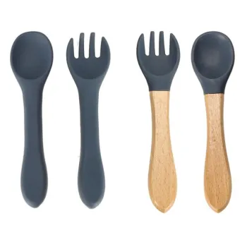 Naczynia silikonowe dla dzieci wiewiórka zestaw 9 elementów ciemny niebieski-844621