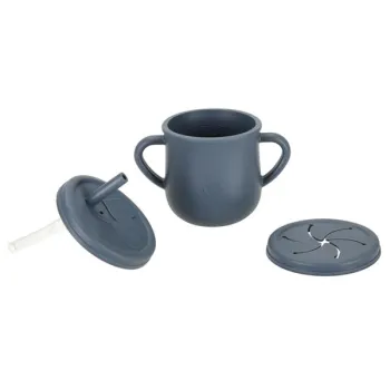 Naczynia silikonowe dla dzieci wiewiórka zestaw 9 elementów ciemny niebieski-844620