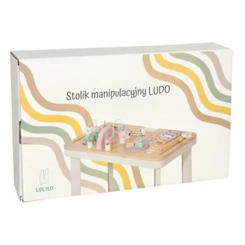 Tablica manipulacyjna LULILO LUDO stolik drewniany sensoryczny 2w1 różowy-844725