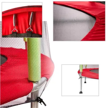 Trampolina do domu ogrodu dla dzieci siatka piłki 140cm 55inch czerwona-845260
