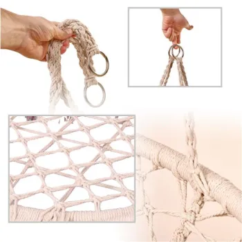 Huśtawka ogrodowa LUARO bocianie gniazdo z poduszką XXL ecru 80cm 150kg-845399