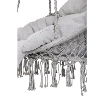 Huśtawka ogrodowa LUARO bocianie gniazdo z poduszką XXL szare 80cm 150kg-845385