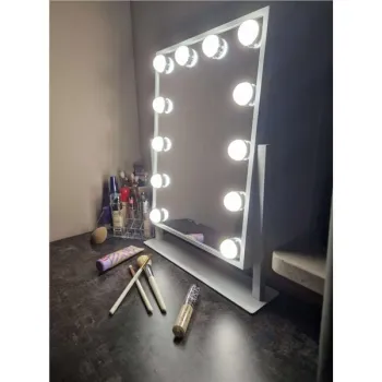 Lusterko do makijażu kosmetyczne podświetlane 12 LED Hollywood z 12 żarówkami USB 30 x 40 cm-845300