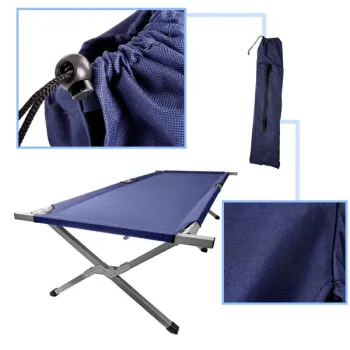 Łóżko polowe LUARO składane turystyczne kanadyjka XXL niebieskie 150kg-845340