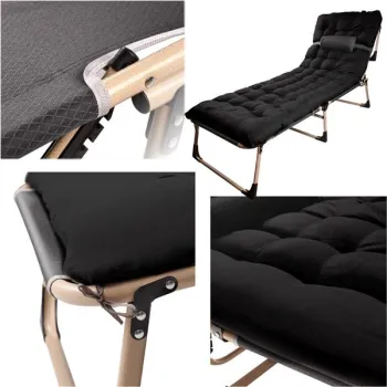 Łóżko polowe LUARO turystyczne składane leżak biznesowy 193 cm czarny-845162