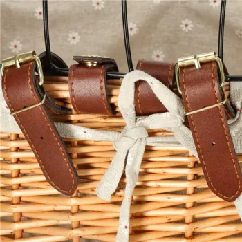 Koszyk wiklinowy na rower z kratką metalową transporter dla kota psa-845323