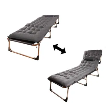 Łóżko polowe LUARO turystyczne składane leżak biznesowy 193 cm ciemny szary-845171