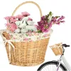 Koszyk rowerowy wiklinowy na rower RALLEX przedni pleciony click w kwiaty-846432