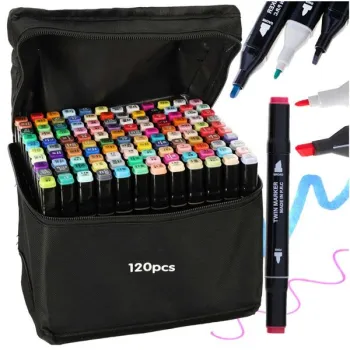 Markery dwustronne mazaki alkoholowe w etui 120 + podstawka-847797
