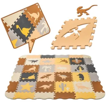 Mata edukacyjna piankowa puzzle brązowa 143 x 143 cm 36 elementów-850279