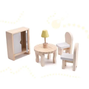 Domek dla lalek drewniany mebelki 70cm szary-852205