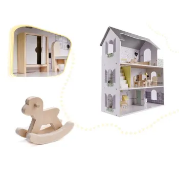 Domek dla lalek drewniany mebelki 70cm szary-852197