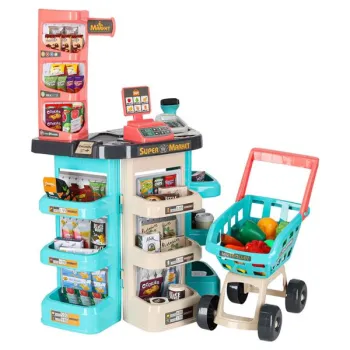 Sklep dla dzieci supermarket stragan wózek na zakupy akcesoria miętowy-852487