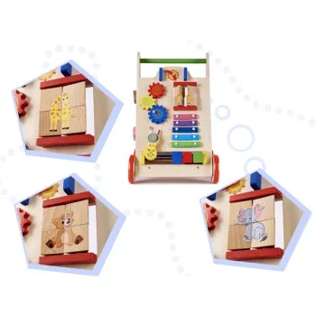Pchacz dla dziecka chodzik drewniany kostka edukacyjna 6w1-852739
