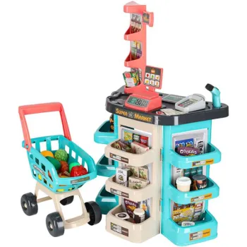 Sklep dla dzieci supermarket stragan wózek na zakupy akcesoria miętowy-852486