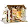 Domek dla lalek drewniany salon model do złożenia LED 8008-A 20,6cm-853446