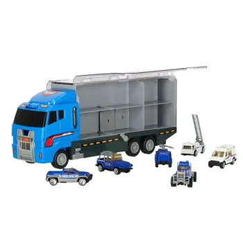 Transporter ciężarówka TIR wyrzutnia + metalowe auta policja-853061