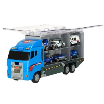 Transporter ciężarówka TIR wyrzutnia + metalowe auta policja-853060