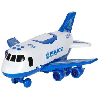 Samolot interaktywny rozkładany parking policja 3 auta dźwięk światła-853024