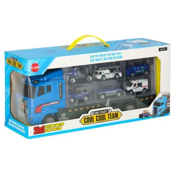 Transporter ciężarówka TIR wyrzutnia + metalowe auta policja-853067