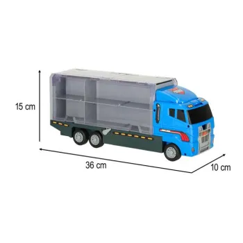 Transporter ciężarówka TIR wyrzutnia + metalowe auta policja-853066
