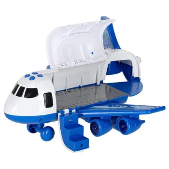 Samolot interaktywny rozkładany parking policja 3 auta dźwięk światła-853026