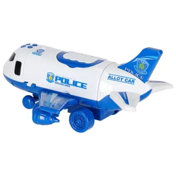Samolot interaktywny rozkładany parking policja 3 auta dźwięk światła-853025