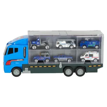 Transporter ciężarówka TIR wyrzutnia + metalowe auta policja-853059