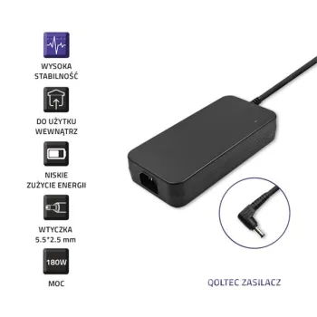 Qoltec Zasilacz do laptopa Asus 180W | 19V | 9.5A | 5.5*2.5 | +kabel zasilający-877344